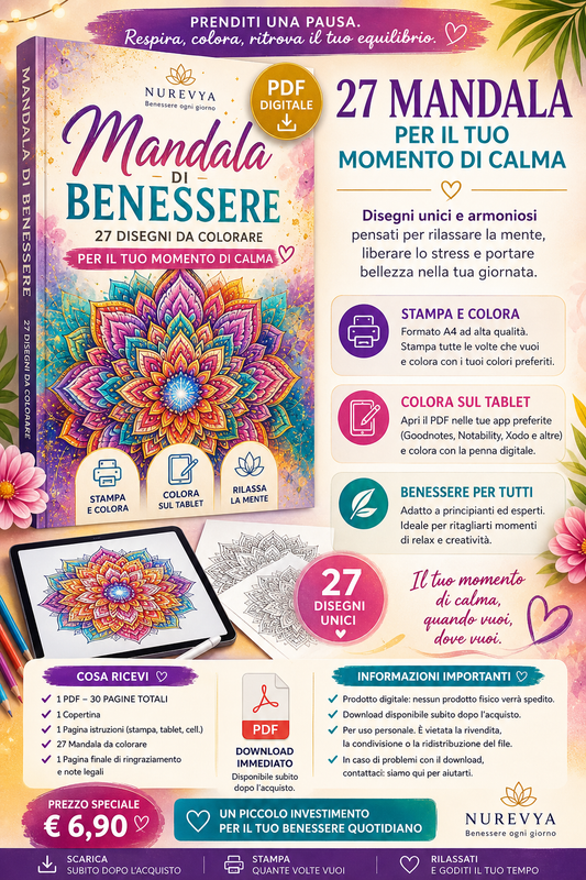 Mandala di Benessere - 27 Mandala da colorare- PDF digitale