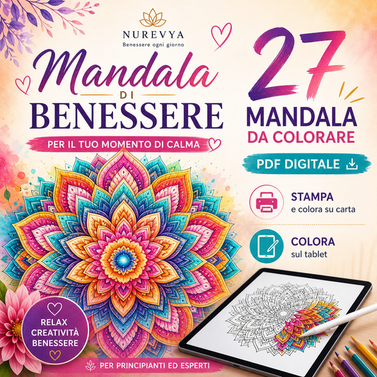 Mandala di Benessere - 27 Mandala da colorare- PDF digitale